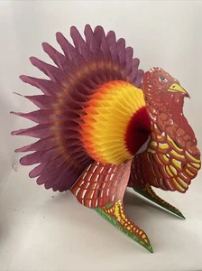 Vintage Thanksgiving Turkey Honeycomb Tissue Paper Pop-Up Decoration - Picture 1 of 14