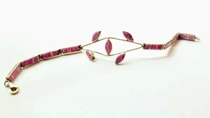 Pulsera de cadena de tenis ópalo de plata esterlina de 7,5" - hojas diseñadas rosa - Imagen 1 de 12