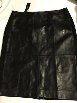NUEVO Talbots Negro 100% Cuero Falda Frontal y Falda Ponte - 10 Foto 1 de 4