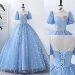 Ladies Princess Quinceanera Ball Gown Beaded Prom Wedding Party Dresses S-3XL - Picture 1 of 17
