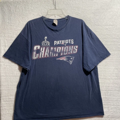 New England Patriots XLIV Super Bowl Champions Short Sleeve Crew Neck Blue Cover