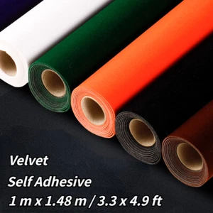 Self Adhesive Velvet Fabric Sticker Solid DIY Materials for Car Interior Decors - Picture 1 of 33
