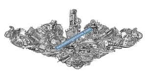 FANTASTICO Sottomarino Insignia Delfini Arte stravagante Brain Teasing USN SSN SSBN DBF - Foto 1 di 1