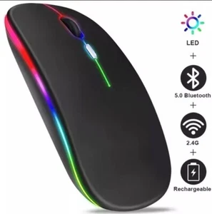 Wireless Mouse Rgb Lights Rechargeable Bluetooth Wireless Gaming Mouse Led  - Picture 1 of 4