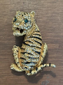 Vintage Francois Large Tiger Brooch Pin, Costume Jewelry, - Picture 1 of 2