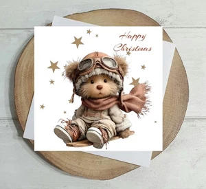 Cute Teddy Bear Christmas Card, Traditional Christmas Cards - Picture 1 of 4