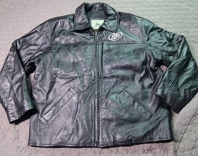 Chaqueta de Cuero Burks Bay Miller Lite Y Harley Davidson Talla L Bordada  Foto 1 de 4