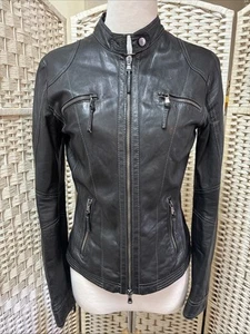 ANNA PIAZZA PITTI FIRENZE GENUINE LEATHER JACKET Italy Sz.40 Small - Picture 1 of 13