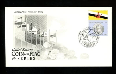 Postal History UN FDC Geneva #512h Art/C Coin Flag Series Brunei Darussalam 2010 - Image 1 of 2
