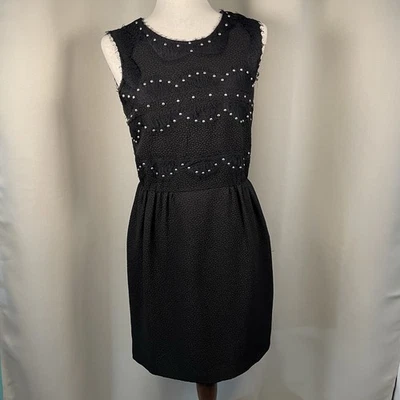 Vestido de cóctel Sandro negro para mujer encaje plateado detalles con tachuelas talla 2 Foto 1 de 4