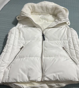 Calvin Klein Puffer Vest Women’s Xlge Ivory Sleeveless Zip Up Quilted Jacket - Picture 1 of 9