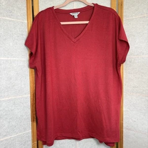 Túnica de lujo tejida manga corta cuello en V Orvis para mujer talla XL roja abertura lateral - Imagen 1 de 11