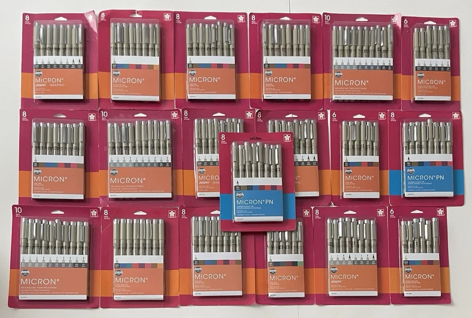 Sakura Pigma Micron Pen Sets - 19 Sets / 150 Pens - Brand New - Image 1 of 1