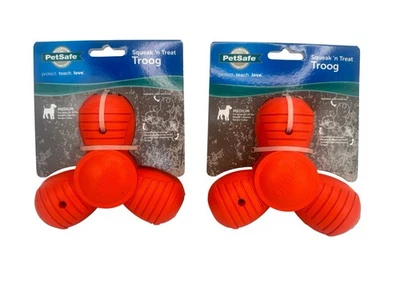 Lote de 2 juguetes para perros PetSafe Squeak 'n Treat medianos masticar persecución buscar Foto 1 de 4