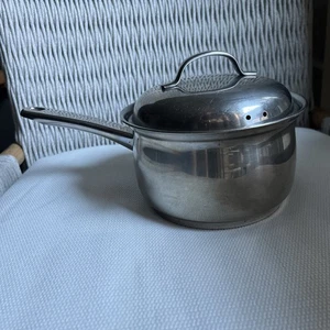 Vintage Belgique Edelstahl 1 Quart Soßenpfanne mit belüftetem Deckel - Hergestellt in Belgien - Bild 1 von 9