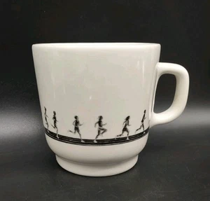 FISHS EDDY Track & Field Mug- Jess Maz Design 3.5" Coffee Cup, Runners & Joggers - Picture 1 of 9