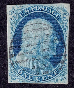US Scott 7, 1851 Franklin (Type II), 1c blau, sehr schön gebraucht - Bild 1 von 1