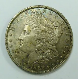 1886 AU/UNC MORGAN DOLLAR, REGENBOGEN GETÖNTE MÜNZE - Bild 1 von 2