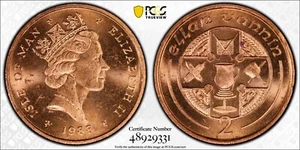 1988-PM ISLE OF MAN 2 Pence - Die letters AA - PCGS MS 64 RD - Picture 1 of 4
