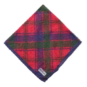 NWT RODA Red-Green-Purple-Navy Check Textured Cotton-Silk Pocket Square - Picture 1 of 3