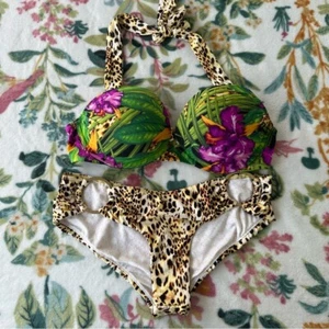 Victoria's Secret Miraculous Bombshell Bikini Set Tropical Animal Print 34C, Sm - Bild 1 von 9