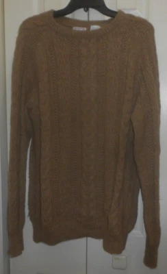 Vintage Men's Talbots 100% Alpaca Wool Brown Cable-Knit Ribbed Sweater Size XL - Image 1 of 4