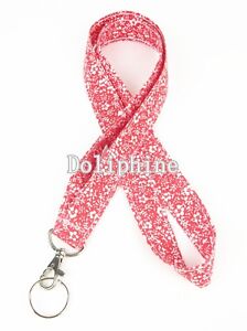 Colorful Flower print Fabric Neck LANYARD with Key ring for ID Badge holder