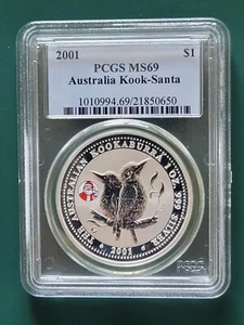 2001 Australia Coin Kookaburra 1 oz 999 Silver Santa Privy PCGS MS69 Pop=2 - Picture 1 of 2