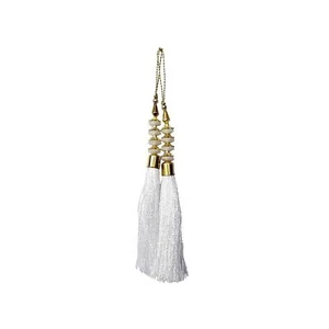 Traditional Handmade Work Ethnic Hanging Latkan Color WHITE For Women 1 Pair C35 - Picture 1 of 4