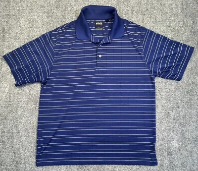 Ping Golf Performance Mens Polo Shirt Size L Blue White Stripe Outdoor Collar - Image 1 of 4
