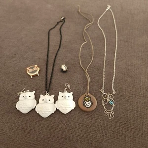 Owl Mixed Jewlery Lot Of Necklaces Earrings Watch - Picture 1 of 6