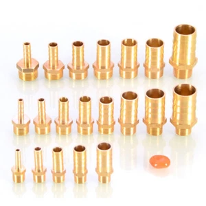 Brass Male Thread Fitting x Barb Hose Tail End Connector For Air Fuel Water BSP - Picture 1 of 26