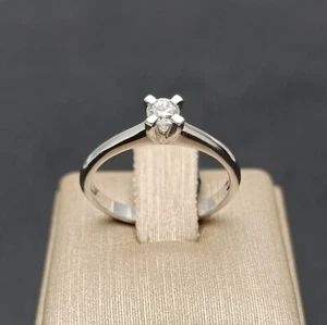 Anillo Solitaire 1295 En Oro Blanco 18 Ct 750 Y Diamante Ct 0,18 G-VS1 - Imagen 1 de 7