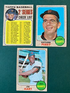 1968 BASEBALL KARTEN LOT 3 SAN FRANCISCO GIANTS MARICHAL CHECKLISTE, PERRY, HART - Bild 1 von 2