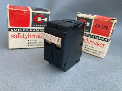 Cutler Hammer 20A 2P CH Circuit Breaker CH220 Metal Foot + Half 1/2 Notch NEW! - Image 1 of 4