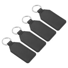 4Pcs Sublimation Keychain Blanks 4.3" PU Leather Key Fob for DIY, Black