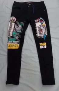 Copper Rivet Mens Size 30x32 Black Denim Jeans With Patches - Picture 1 of 4