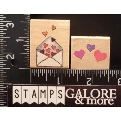 All Night Media Rubber Stamps SET 2 383D LOVE LETTERS HEART TRIO VALENTINES #698 - Image 1 of 2