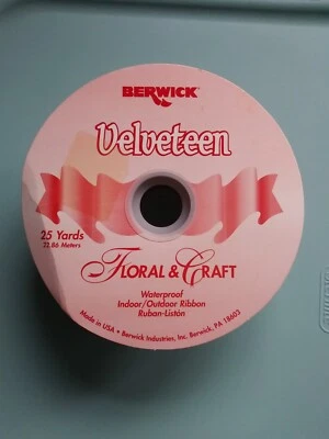 Vintage Velveteen Ribbon Berwick Christmas Green 2.5 Inch X 25 Yards NOS Velvet  - Image 1 of 4