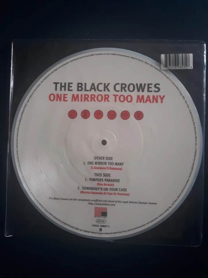 Black Crowes One Mirror Too Many 1996 LtdEd 10" Picture Disc UK Import Rare - Image 1 of 4