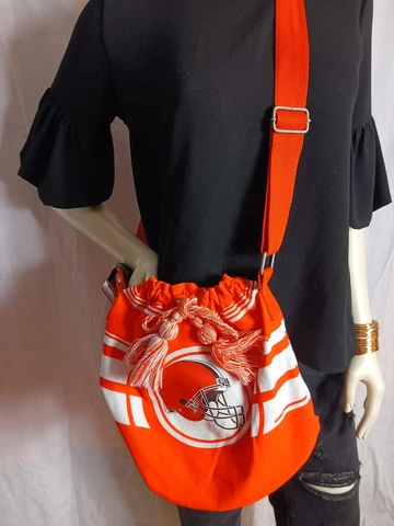 Cleveland Browns Ripple Drawstring Bucket Bag Orange NFL Licensed NWT Cover