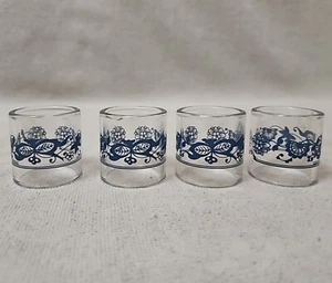 Pyrex Compatibles Corelle Corning Ware Old Town Blue 4 Glass Napkin Ring Set MCM - Picture 1 of 4