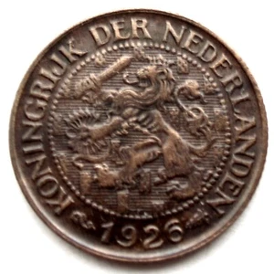 NETHERLANDS 1 CENT 1926 KM#152 Wilhelmina I. MM1.2 - Picture 1 of 2