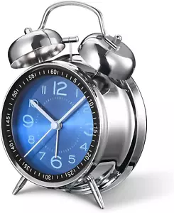 Loud Alarm Clock for Heavy Sleepers Adults,Retro 4 Inch Silent Non-Ticking Quart - Picture 1 of 12