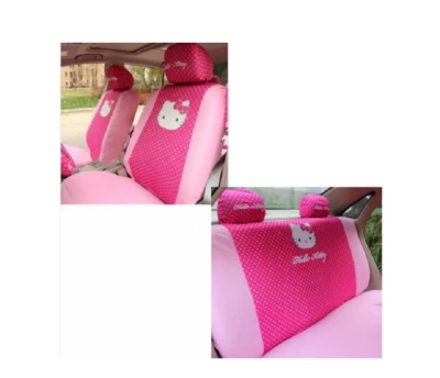 New Sanrio HOT PINK Hello Kitty Front and Back Car Seat Covers Headrest Covers - Image 1 of 4