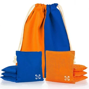 Bolsas profesionales Cornhole bolsas de frijoles de dos lados 4 naranja y 4 azul real - Imagen 1 de 8