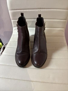 Ladies Brown Leather Ankle Boots Size 6 - Picture 1 of 4