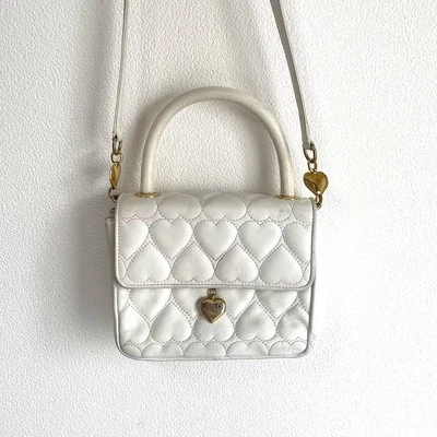 Vintage Moschino Shoulder Bag Small White Leather Handbag Sidebag 2way Y2K 00s - Image 1 of 4