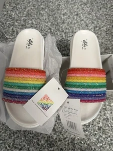 Lola and the Boys - GLITTER RAINBOW SLIDES, White, SIZE 4Y - Picture 1 of 6