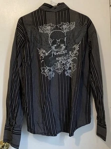 Fender Skull Back patch Men’s Button Down Long sleeve Shirt Size XXL - Picture 1 of 10